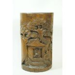 A Chinese bamboo carved brush washer,