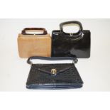 Three vintage mock crocodile leather handbags