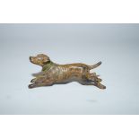 A 20th century cold painted bronze of a hound, stamped "Austria" and  "B" in a vase, 5.