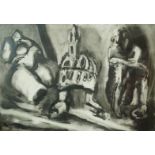 20th century school
Monumental figures
Monotype
Indistinctly signed and dated in pencil to the