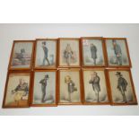 Thirty late 19th century Spy cartoons of eminent figures (trimmed), in pine frames, 28.5cm x 16.