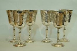 A set of six silver goblets, by C. S.