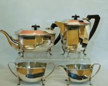 A silver plated Art Deco four piece tea service,