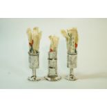 A pair of Chinese export silver toothpick holders, makers mark S. W.