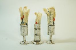 A pair of Chinese export silver toothpick holders, makers mark S. W.