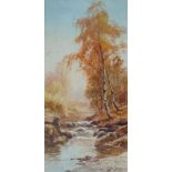 Lester James
The autumn stream
Watercolour
Signed lower right
40cm x 19cm