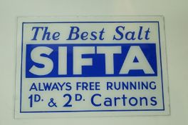 A 20th century glass back printed advertising sign "The Best Salt, Sifta,