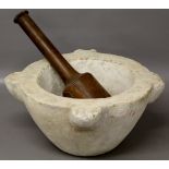 A Georgian mortar & pestle - marble quat