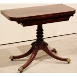 Regency mahogany card table, swivel acti