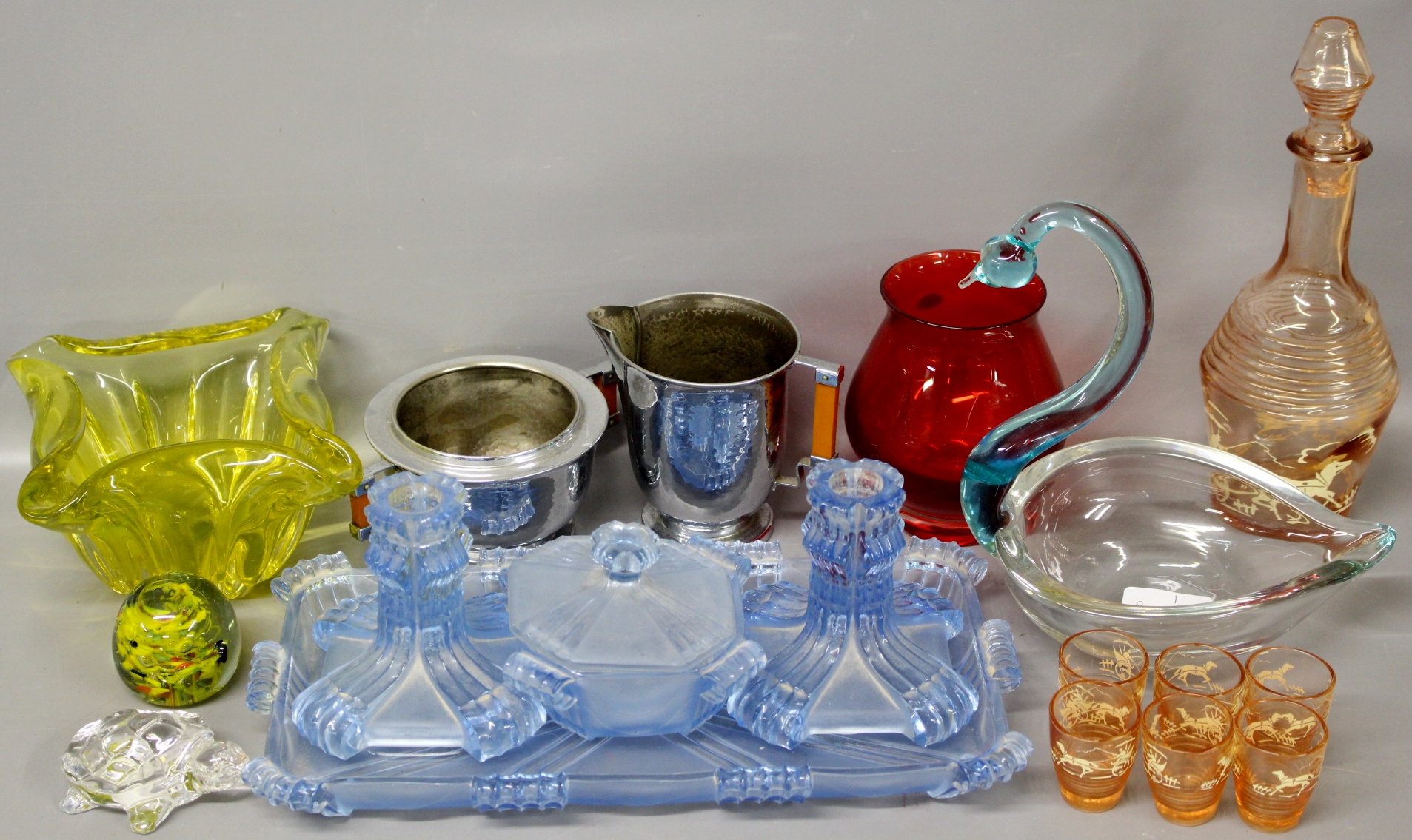 Selection of glassware including Bohemia