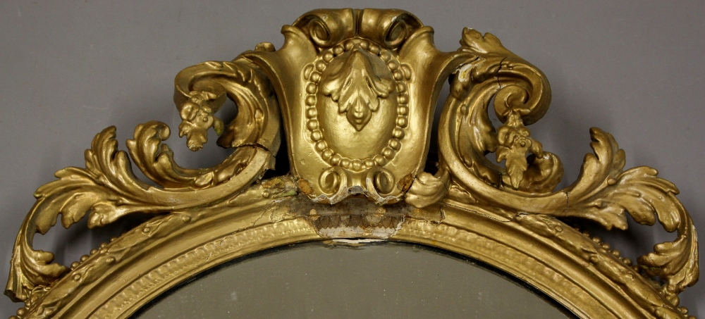 A large Victorian oval gilt/gesso framed - Image 2 of 3
