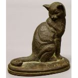 A bronze cat marked E. Fremiet