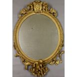 A large Victorian oval gilt/gesso framed