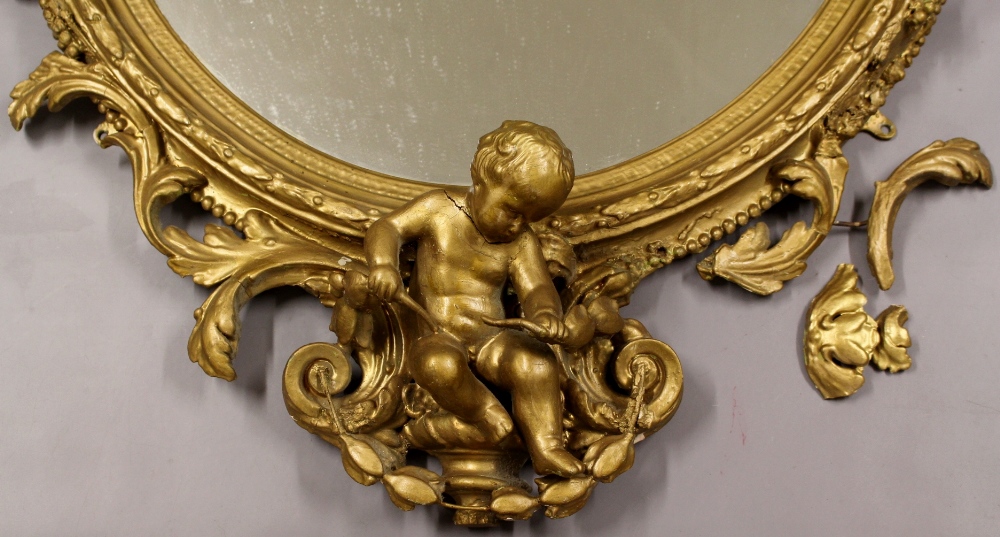 A large Victorian oval gilt/gesso framed - Image 3 of 3