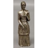 A heavy cast silver model of a woman - m