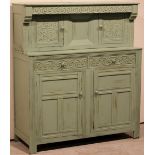 A painted court cupboard (124 x 46 x 141