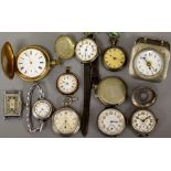 A collection of 19th & early 20th Century watches including silver examples, a pedometer &