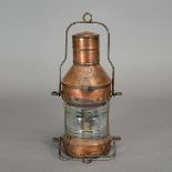 Massive English W. Doxford & Sons "Anchor" Copper Ship's Lantern, No. 1273 {Dimensions 27 x 13 1/2 x