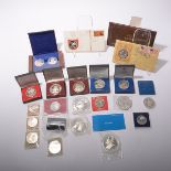 Lot of Silver Commemorative Coins and Medals (21).