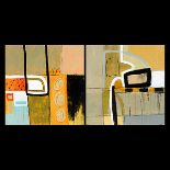 SCOTT HILE  (American 21st century)   "Bumpel" and "Hermon 2" Two abstract mixed media works on