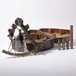 Brass Sextant in Wooden Traveling Case {Dimensions of sextant 4 x 11 1/2 x 11 inches; case 5 x 13