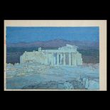 Hiroshi Yoshida (1876-1950): Acropolis Oban, dated 1926, with two seals and two signatures in pencil