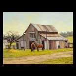 ANTHONY QUARTUCCIO   (Italian American 1922-2011)   "Santa Margarita Barn - California"   Oil on