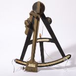 English Ebony Wooden & Brass Sextant, H. Hill {Dimensions 3 x 9 3/4 x 12 inches}