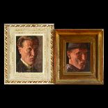 EUROPEAN SCHOOL (20th century) "Two Portraits of a Man" Oil on board and oil on canvas. Board: 13