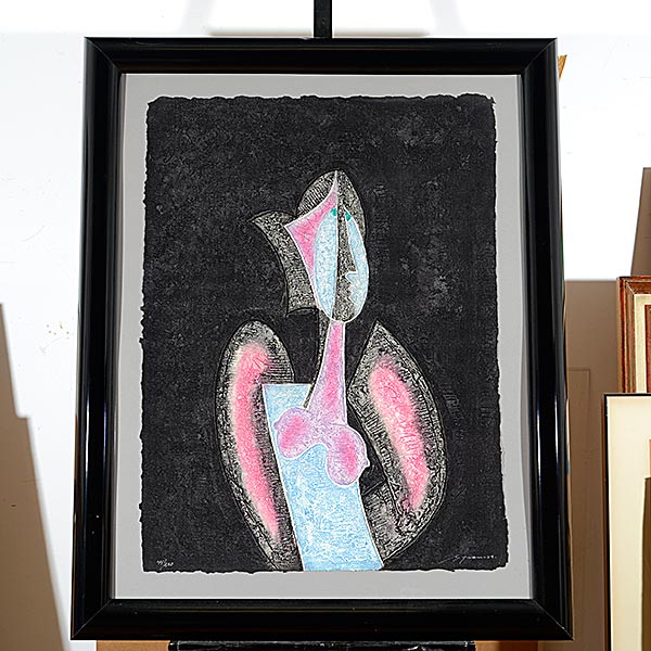 BRYON GALVEZ (Mexican 1941-2009) "Woman in Pink and Black" Acryligraph. 32 x 23 5/8 inches; - Image 5 of 5