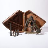 Brass Mounted Metal Sextant in Oak Dovetailed Traveling Case, W.C. Cox, Devonport, with