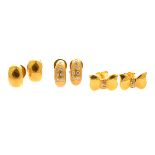 Collection of Three Pairs of Diamond, Yellow Gold Earrings. Including one pair of diamond, 18k