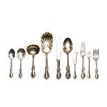 International Wild Rose Sterling Silver Flatware Service, initialed: Comprising eight dinner