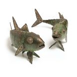 Pair of Peruvian Mixed Metal, Sterling Silver & Copper Articulated Fish Figures {Length 11 inches}
