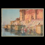 Hiroshi Yoshida (1876-1950): Ghat in Benares Oban, dated 1931, four signatures and two seals,