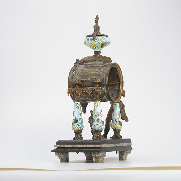 Vienna Style Enameled Figural Mantle Clock {Dimensions 12 1/4 x 10 x 5 inches} - Image 5 of 5