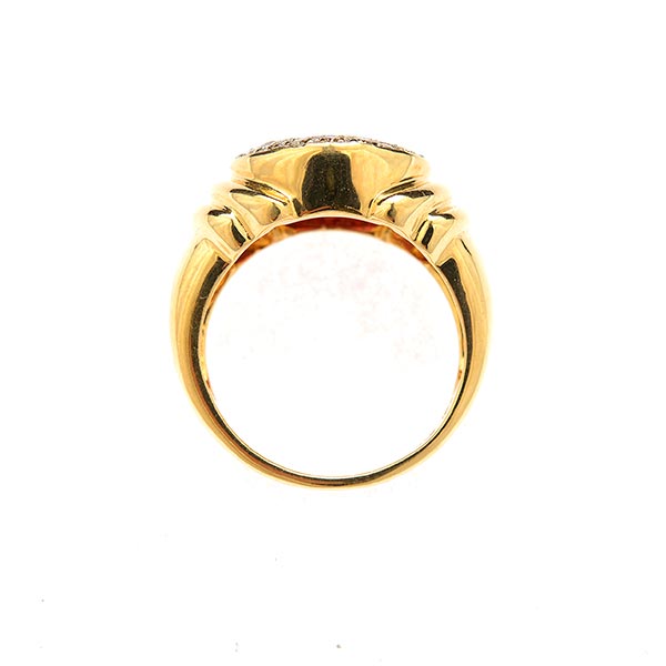 Garnet, Diamond, 14k Yellow Gold Ring. Centering one oval-cut faceted-topped garnet measuring - Image 3 of 4