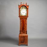 Grandfather Clock {Dimensions 79 x 18 x 9 1/4 inches} [One leg broken and repaired] [key; crank;