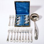 Partial Set of Gorham Engraved Sterling Flatware, including a cased set of six teaspoons {length 6