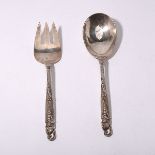 Pair of Newburyport Pea Pod Sterling Salad Servers {Total silver weight 5 troy oz; length 8 inches}