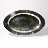 Dirk Van Erp Hand Wrought Silver Plated Platter, mounted on four composition feet {Dimensions 2 1/