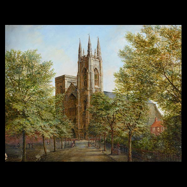 ENGLISH SCHOOL (19th century) "St. Mary's Priory Church Bridlington (English Cathedral)"   Oil on