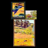 DEBORAH CUSHMAN  (American 20th century) "Three Landscapes" Oils on board. Largest: 23 x 17 3/4