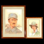 ARTHUR ALBERT BOOS (California 1927-2009) "A Rose of Espana" and "French Officer" Pastels on