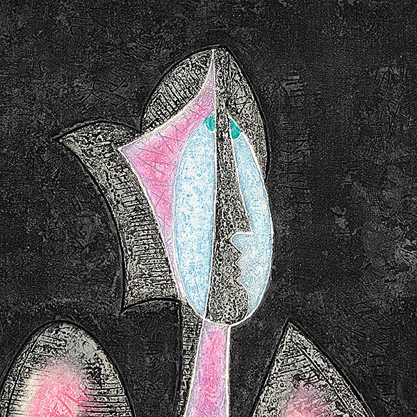 BRYON GALVEZ (Mexican 1941-2009) "Woman in Pink and Black" Acryligraph. 32 x 23 5/8 inches; - Image 4 of 5