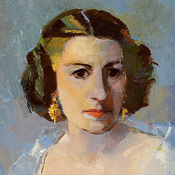 EUROPEAN SCHOOL (20th century) "Portrait of Mrs. Press" Oil on canvas. 37 x 26 inches; Framed: 41 - Image 3 of 5