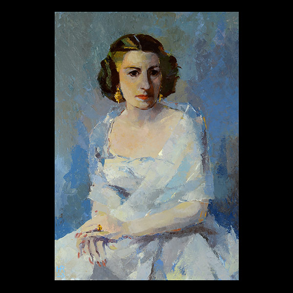 EUROPEAN SCHOOL (20th century) "Portrait of Mrs. Press" Oil on canvas. 37 x 26 inches; Framed: 41