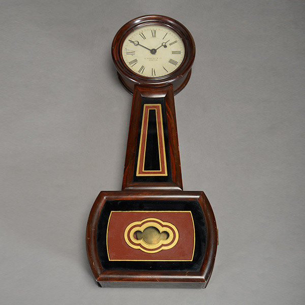 American Eglomise Lyre Form Wall Clock, E. Howard & Co. Boston {Height 29 inches, width 12