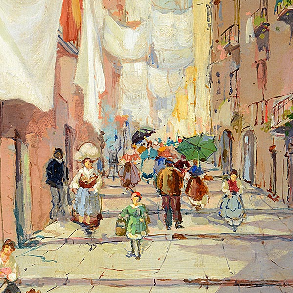 ITALIAN SCHOOL (20th century) "Walking Home" Oil on canvas. 18 1/8 x 12 1/8 inches; Framed: 23 1/8 x - Image 3 of 4