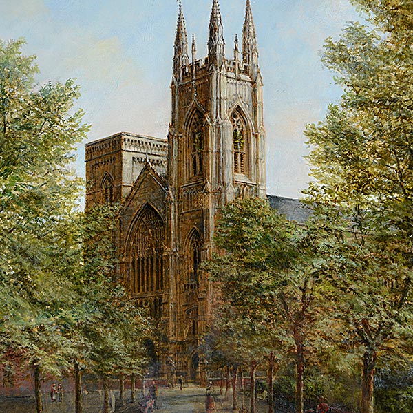 ENGLISH SCHOOL (19th century) "St. Mary's Priory Church Bridlington (English Cathedral)"   Oil on - Image 3 of 4